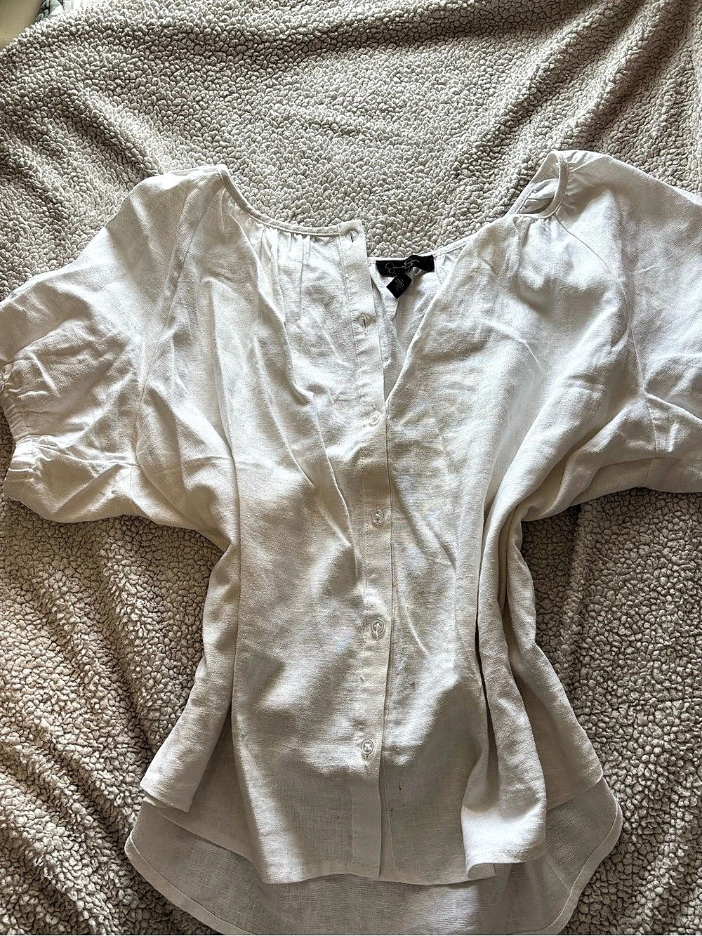 Gracia Puff Sleeve Blouse in White Size Large